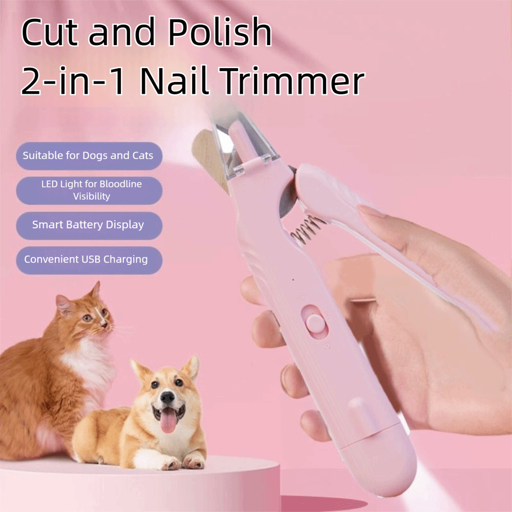 2 In 1 Pet Nail Clippers With Led Light Dog Cat Special Blood Line Scissors Multifunction Animals Paw Nail Trimmer